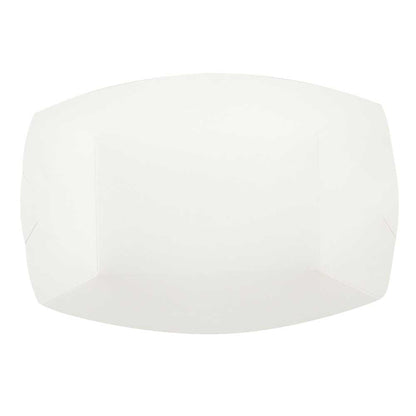 Bio Tek 1 lb White Paper #100 Food Tray / Boat - 5 1/2" x 3 1/2" x 2" - 50 count box