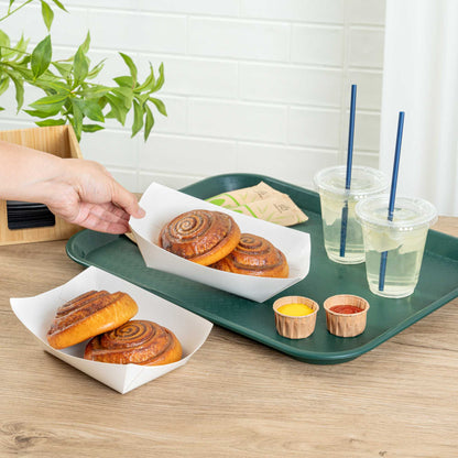 Bio Tek 1 lb White Paper #100 Food Tray / Boat - 5 1/2" x 3 1/2" x 2" - 50 count box