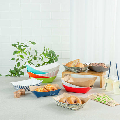 Bio Tek 1 lb White Paper #100 Food Tray / Boat - 5 1/2" x 3 1/2" x 2" - 200 count box