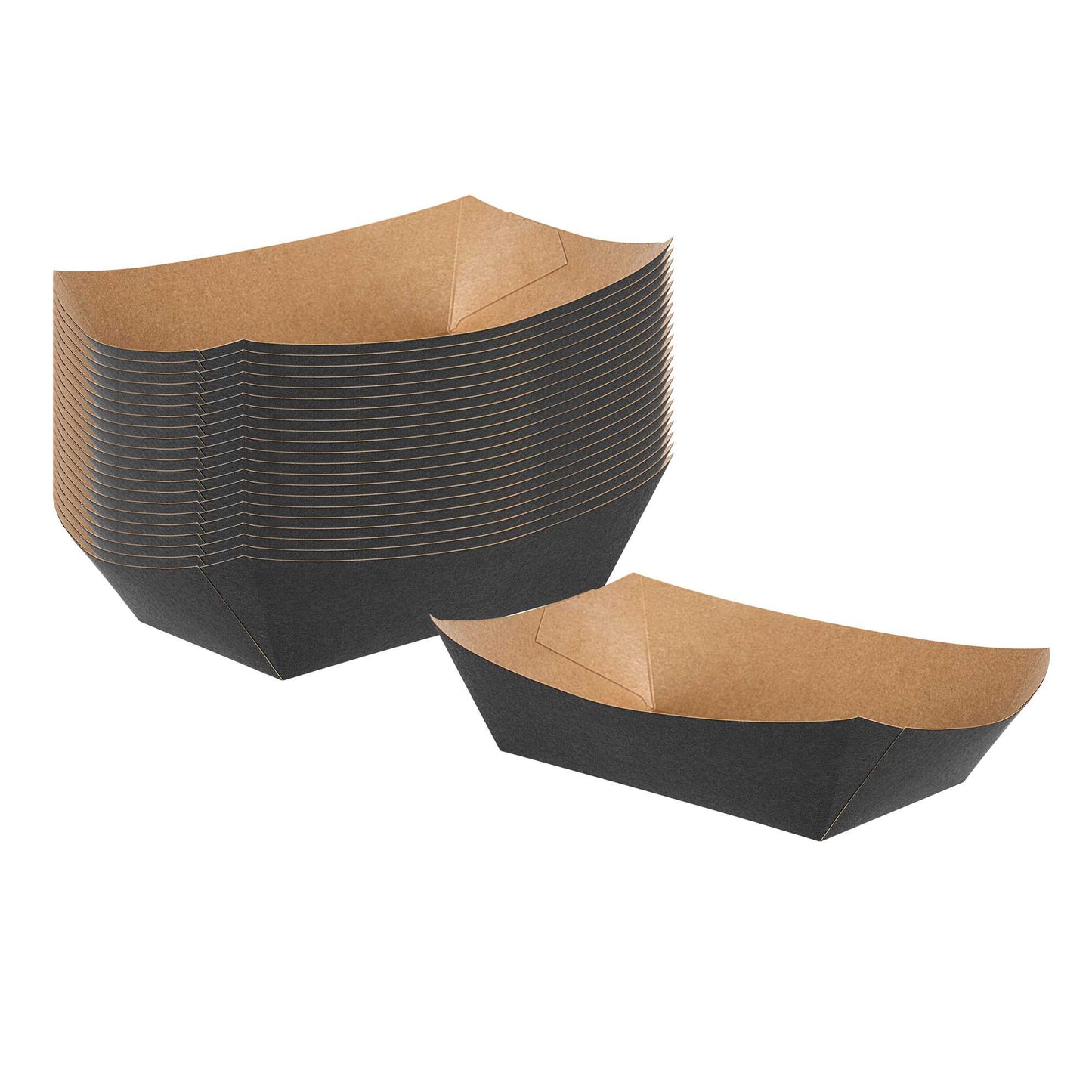 Bio Tek 2 lb Black Paper #200 Food Tray / Boat - 6 1/2" x 3 3/4" x 2 1/4" - 50 count box
