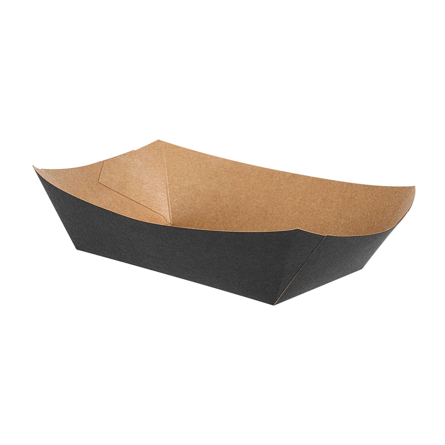 Bio Tek 2 lb Black Paper #200 Food Tray / Boat - 6 1/2" x 3 3/4" x 2 1/4" - 50 count box
