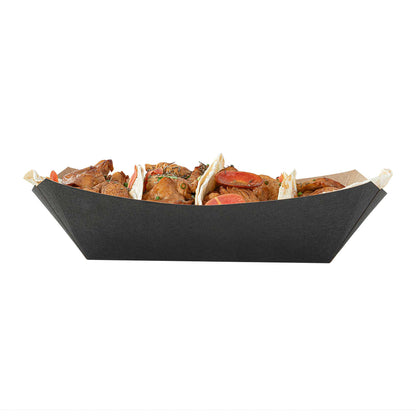 Bio Tek 2 lb Black Paper #200 Food Tray / Boat - 6 1/2" x 3 3/4" x 2 1/4" - 200 count box