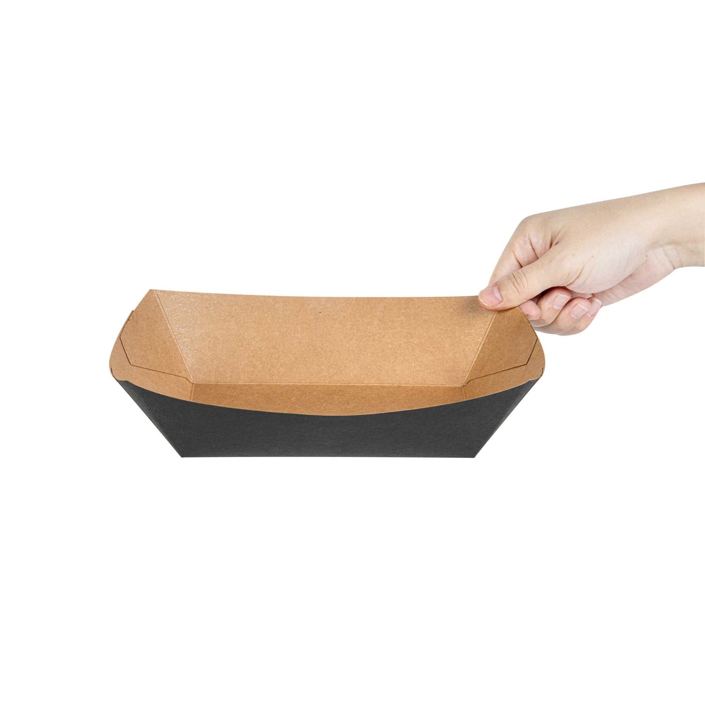 Bio Tek 2 lb Black Paper #200 Food Tray / Boat - 6 1/2" x 3 3/4" x 2 1/4" - 200 count box