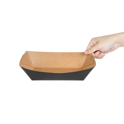 Bio Tek 2 lb Black Paper #200 Food Tray / Boat - 6 1/2" x 3 3/4" x 2 1/4" - 200 count box