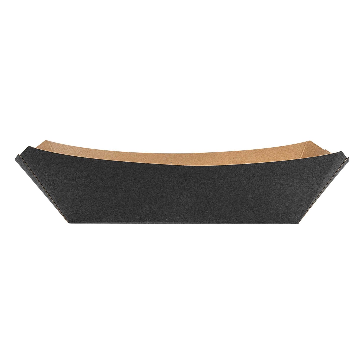 Bio Tek 2 lb Black Paper #200 Food Tray / Boat - 6 1/2" x 3 3/4" x 2 1/4" - 200 count box