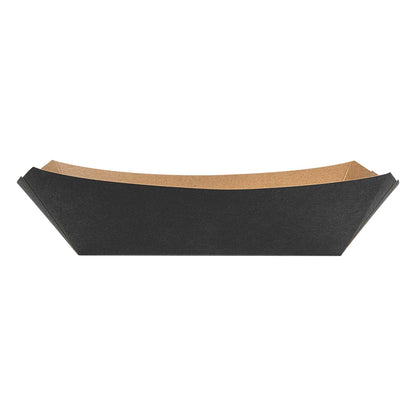 Bio Tek 2 lb Black Paper #200 Food Tray / Boat - 6 1/2" x 3 3/4" x 2 1/4" - 200 count box