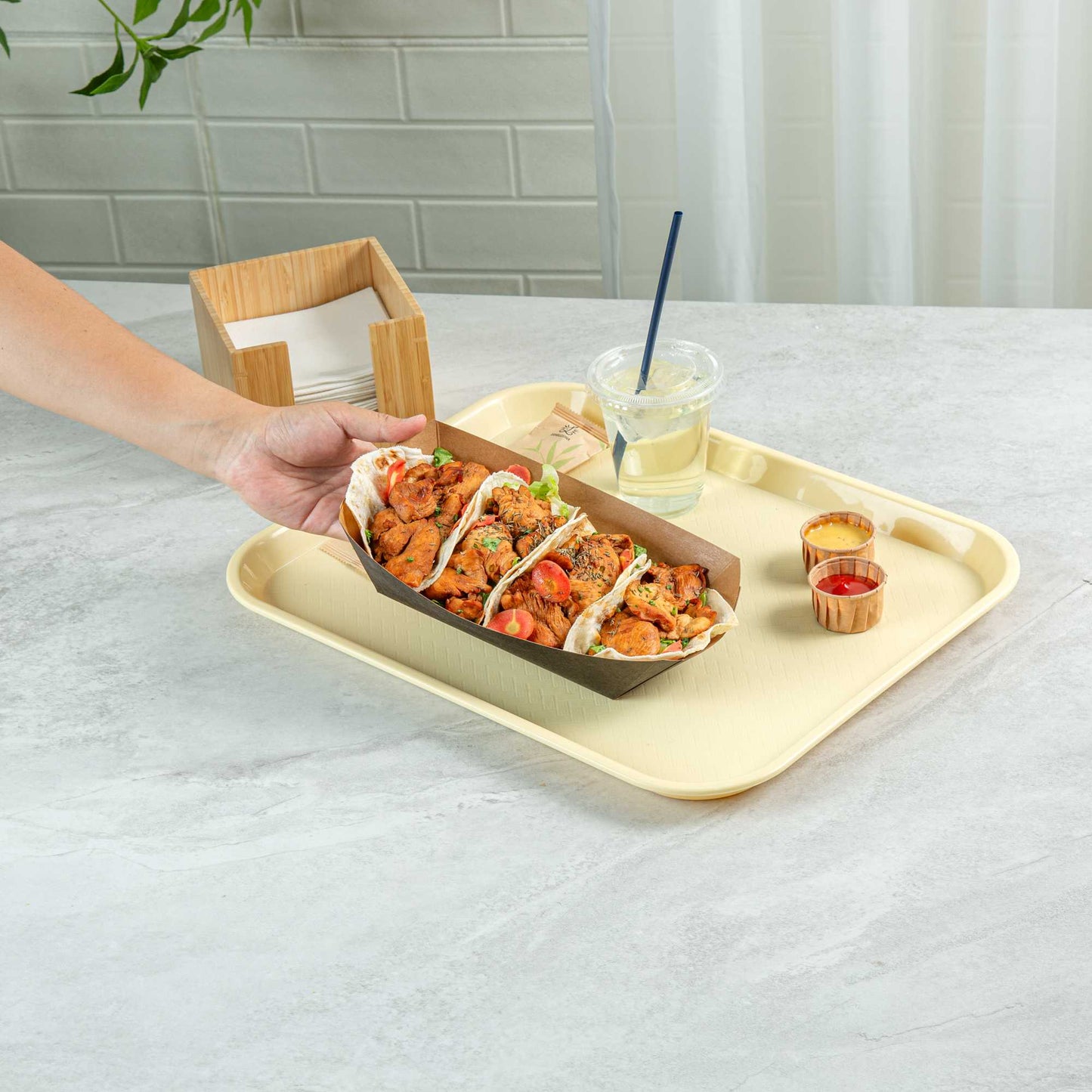 Bio Tek 2 lb Black Paper #200 Food Tray / Boat - 6 1/2" x 3 3/4" x 2 1/4" - 200 count box