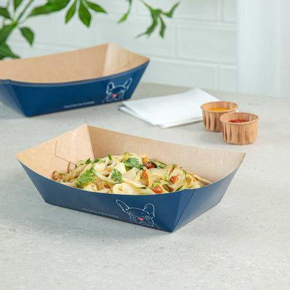 Bio Tek 2 lb Frenchie Paper #200 Food Tray / Boat - 6 1/2" x 3 3/4" x 2 1/4" - 50 count box
