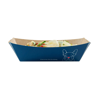 Bio Tek 2 lb Frenchie Paper #200 Food Tray / Boat - 6 1/2" x 3 3/4" x 2 1/4" - 50 count box