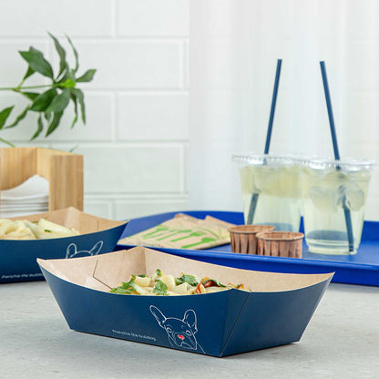 Bio Tek 2 lb Frenchie Paper #200 Food Tray / Boat - 6 1/2" x 3 3/4" x 2 1/4" - 50 count box