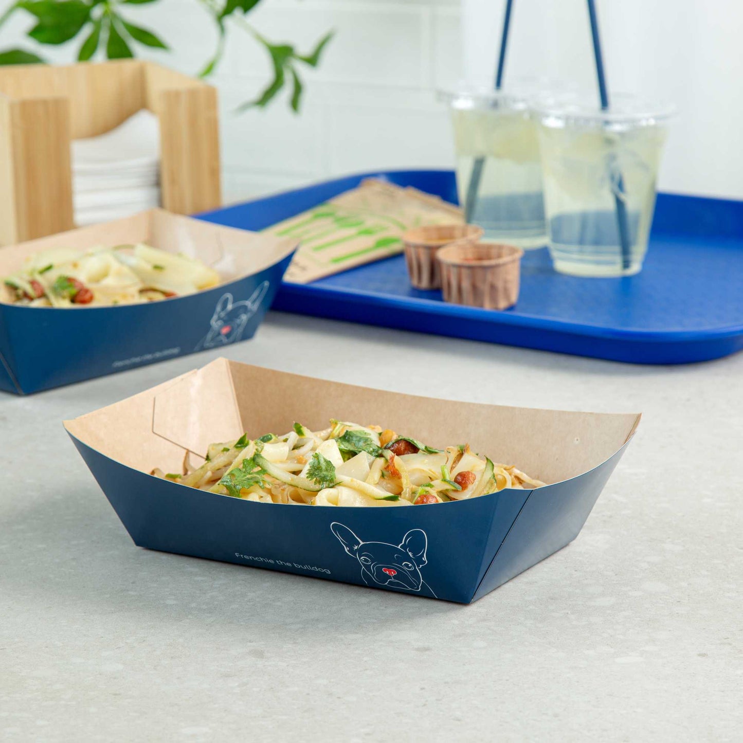 Bio Tek 2 lb Frenchie Paper #200 Food Tray / Boat - 6 1/2" x 3 3/4" x 2 1/4" - 50 count box