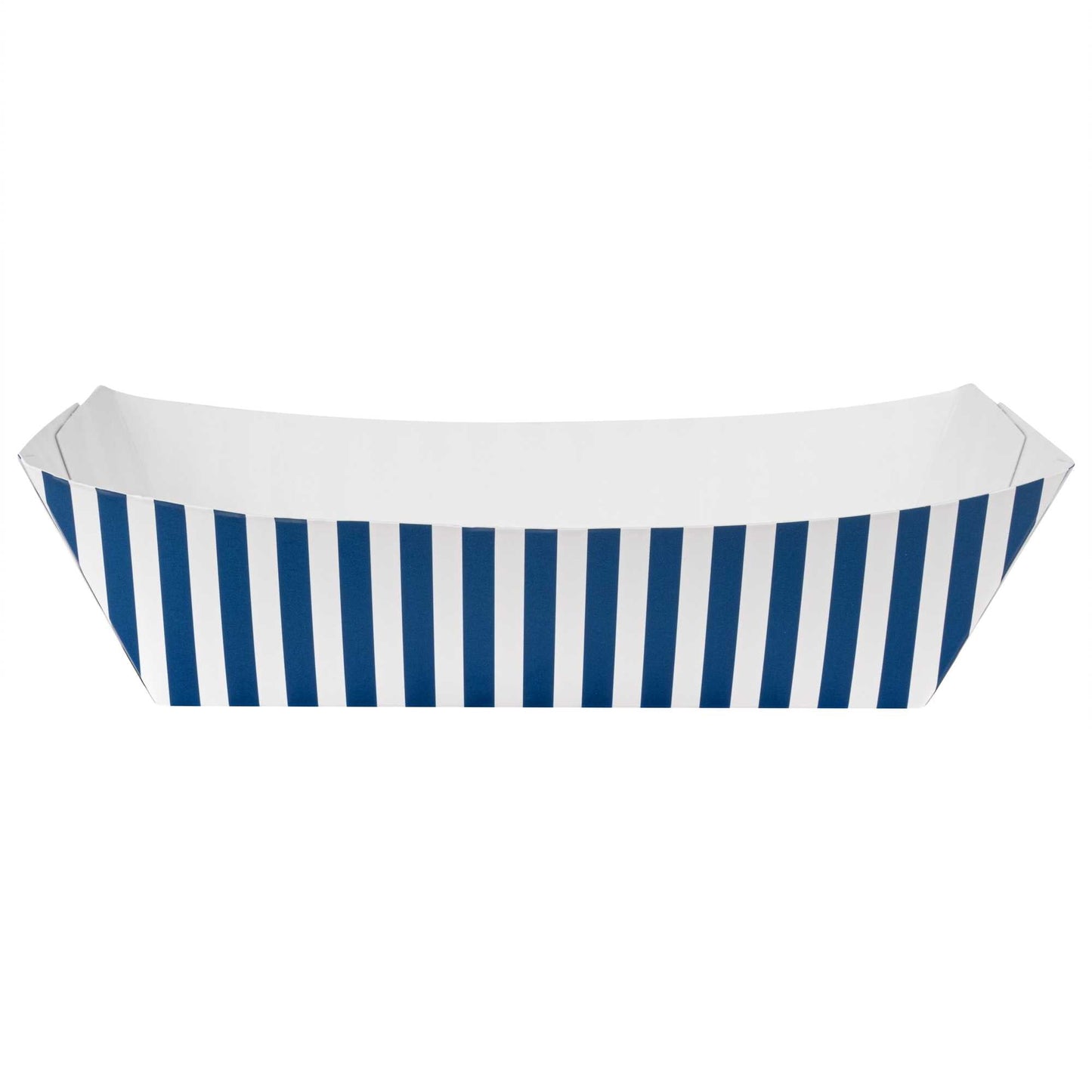 Bio Tek 2 lb Blue and White Stripe Paper #200 Food Tray / Boat - 6 1/2" x 3 3/4" x 2 1/4" - 200 count box