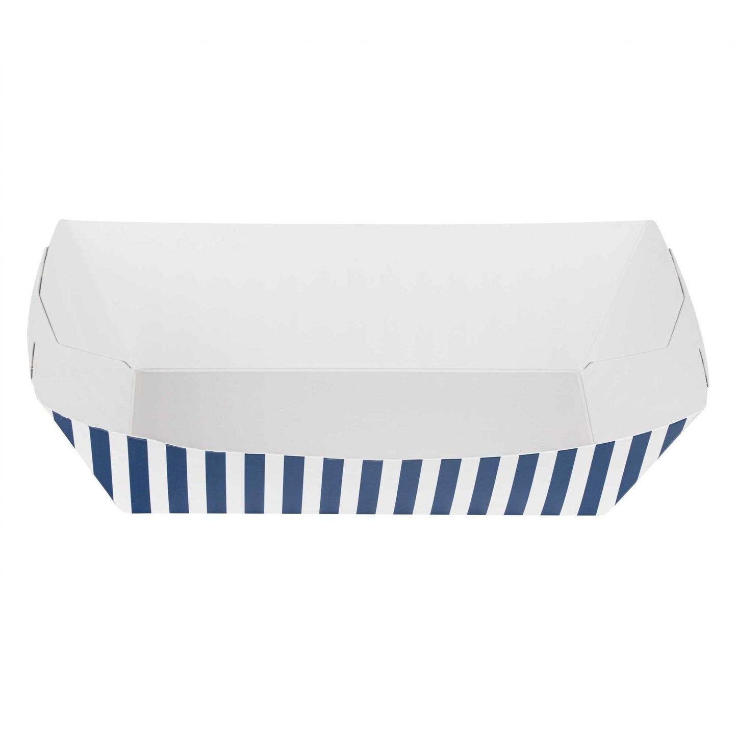 Bio Tek 2 lb Blue and White Stripe Paper #200 Food Tray / Boat - 6 1/2" x 3 3/4" x 2 1/4" - 200 count box