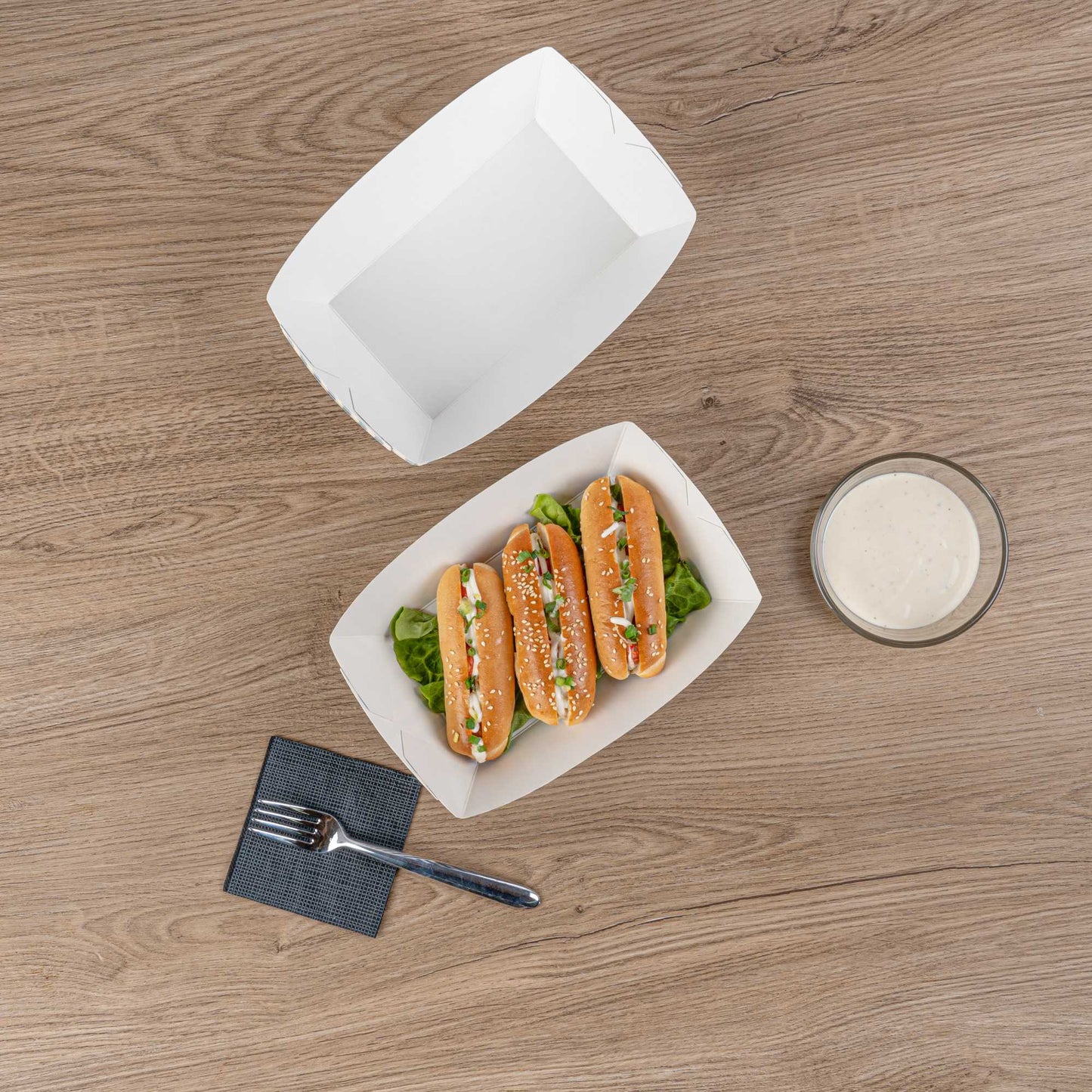 Bio Tek 2 lb Blue and White Stripe Paper #200 Food Tray / Boat - 6 1/2" x 3 3/4" x 2 1/4" - 200 count box