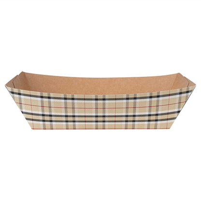 Bio Tek 2 lb Plaid Paper #200 Food Tray / Boat - 6 1/2" x 3 3/4" x 2 1/4" - 50 count box