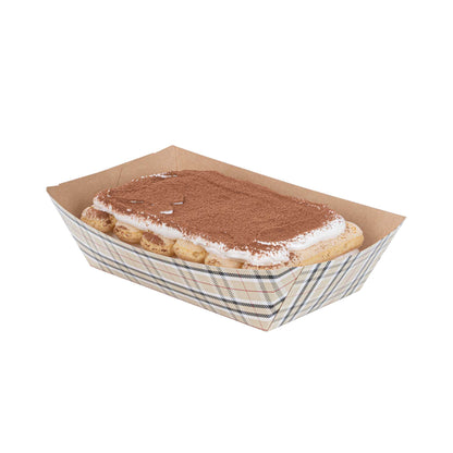 Bio Tek 2 lb Plaid Paper #200 Food Tray / Boat - 6 1/2" x 3 3/4" x 2 1/4" - 200 count box