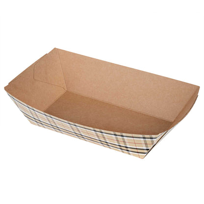 Bio Tek 2 lb Plaid Paper #200 Food Tray / Boat - 6 1/2" x 3 3/4" x 2 1/4" - 200 count box