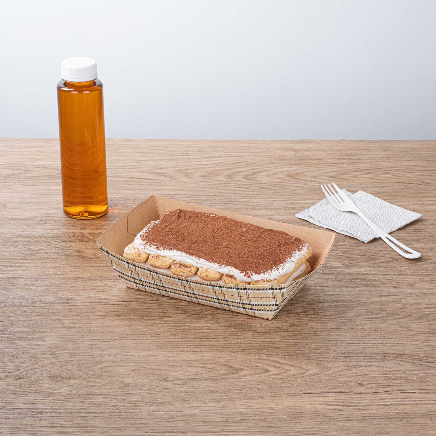 Bio Tek 2 lb Plaid Paper #200 Food Tray / Boat - 6 1/2" x 3 3/4" x 2 1/4" - 200 count box