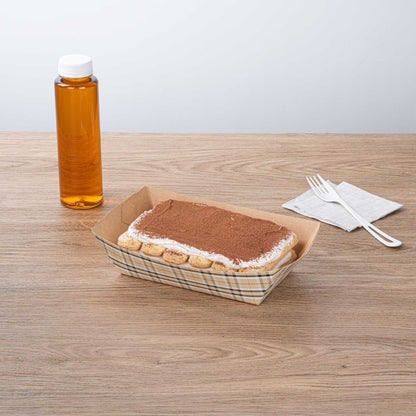 Bio Tek 2 lb Plaid Paper #200 Food Tray / Boat - 6 1/2" x 3 3/4" x 2 1/4" - 200 count box