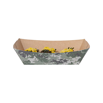 Bio Tek 2 lb Camouflage Paper #200 Food Tray / Boat - 6 1/2" x 3 3/4" x 2 1/4" - 200 count box