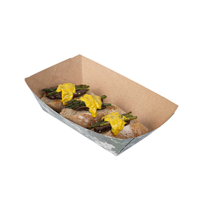 Bio Tek 2 lb Camouflage Paper #200 Food Tray / Boat - 6 1/2" x 3 3/4" x 2 1/4" - 200 count box