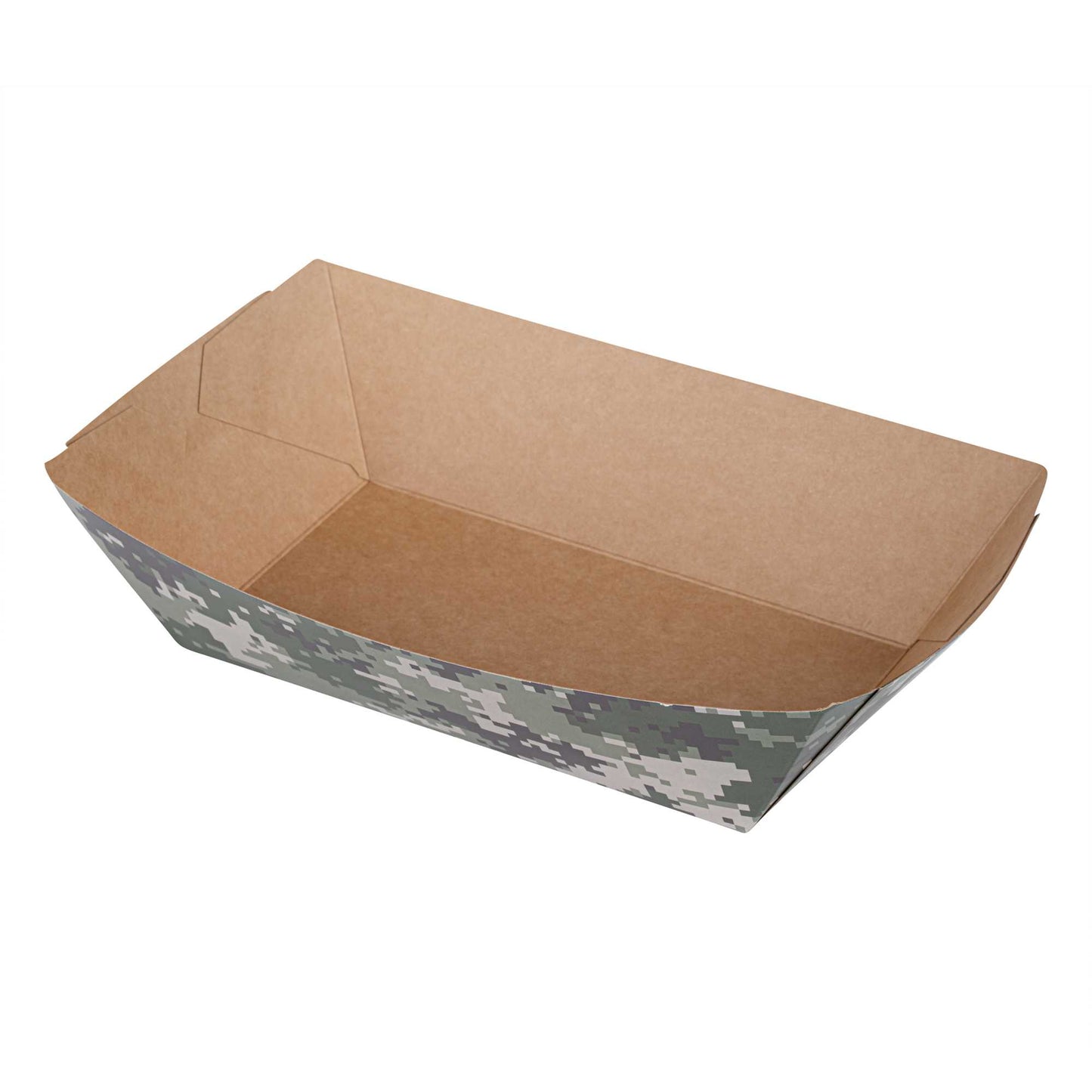 Bio Tek 2 lb Camouflage Paper #200 Food Tray / Boat - 6 1/2" x 3 3/4" x 2 1/4" - 200 count box