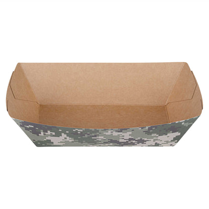 Bio Tek 2 lb Camouflage Paper #200 Food Tray / Boat - 6 1/2" x 3 3/4" x 2 1/4" - 200 count box