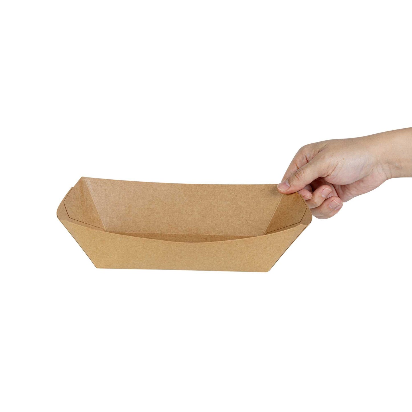 Bio Tek 2 lb Kraft Paper #200 Food Tray / Boat - 6 1/2" x 3 3/4" x 2 1/4" - 50 count box
