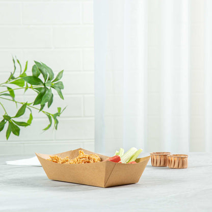 Bio Tek 2 lb Kraft Paper #200 Food Tray / Boat - 6 1/2" x 3 3/4" x 2 1/4" - 200 count box