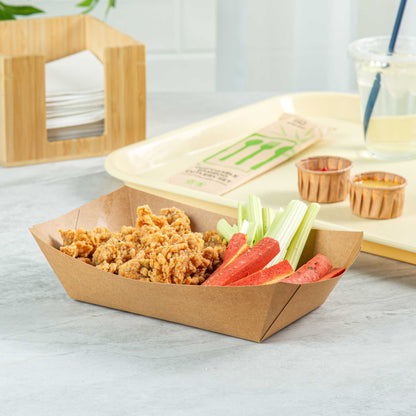 Bio Tek 2 lb Kraft Paper #200 Food Tray / Boat - 6 1/2" x 3 3/4" x 2 1/4" - 200 count box