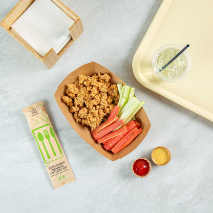 Bio Tek 2 lb Kraft Paper #200 Food Tray / Boat - 6 1/2" x 3 3/4" x 2 1/4" - 200 count box