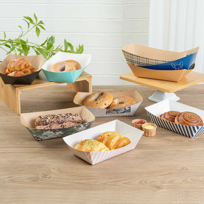 Bio Tek 2 lb Kraft Paper #200 Food Tray / Boat - 6 1/2" x 3 3/4" x 2 1/4" - 200 count box