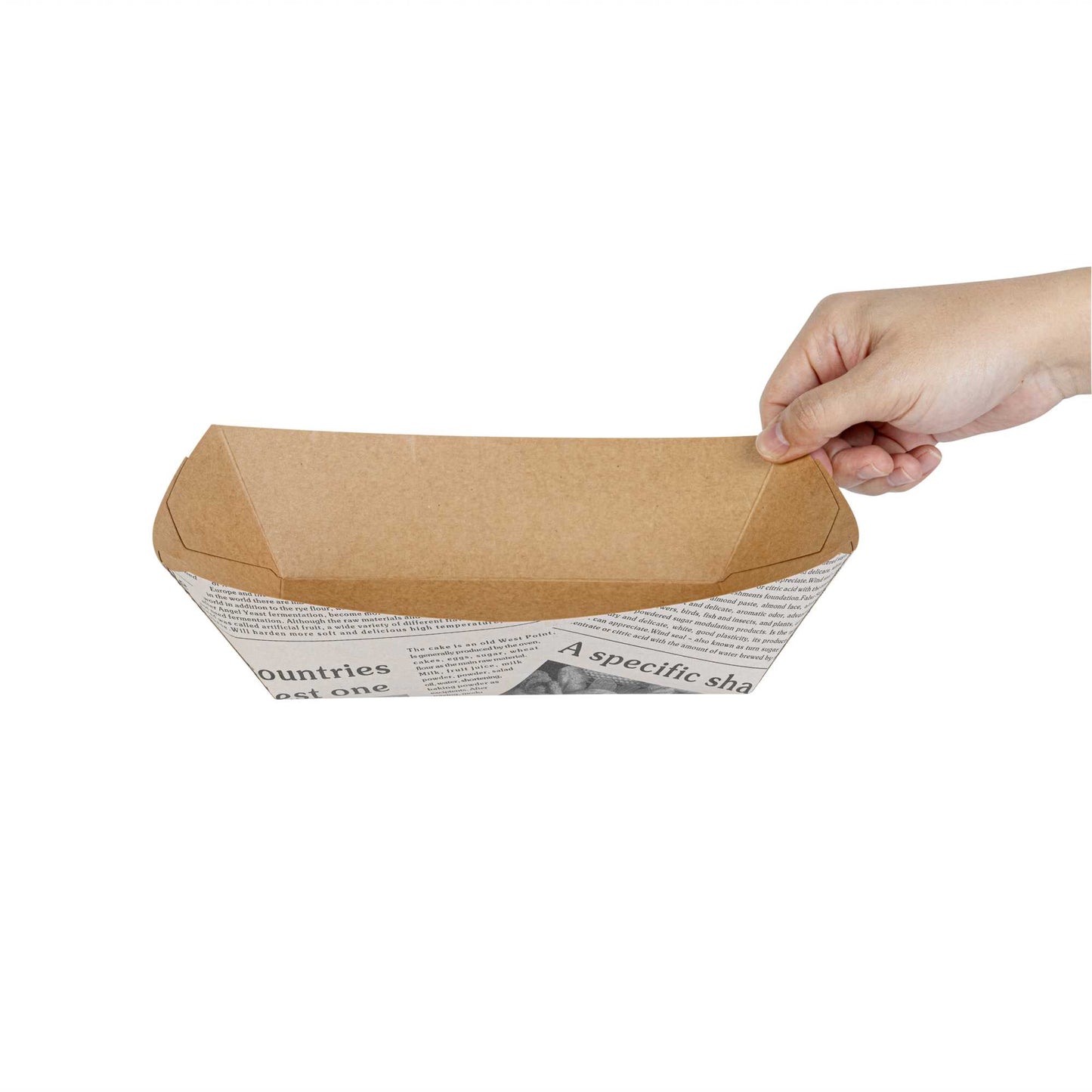 Bio Tek 2 lb Newsprint Paper #200 Food Tray / Boat - 6 1/2" x 3 3/4" x 2 1/4" - 50 count box