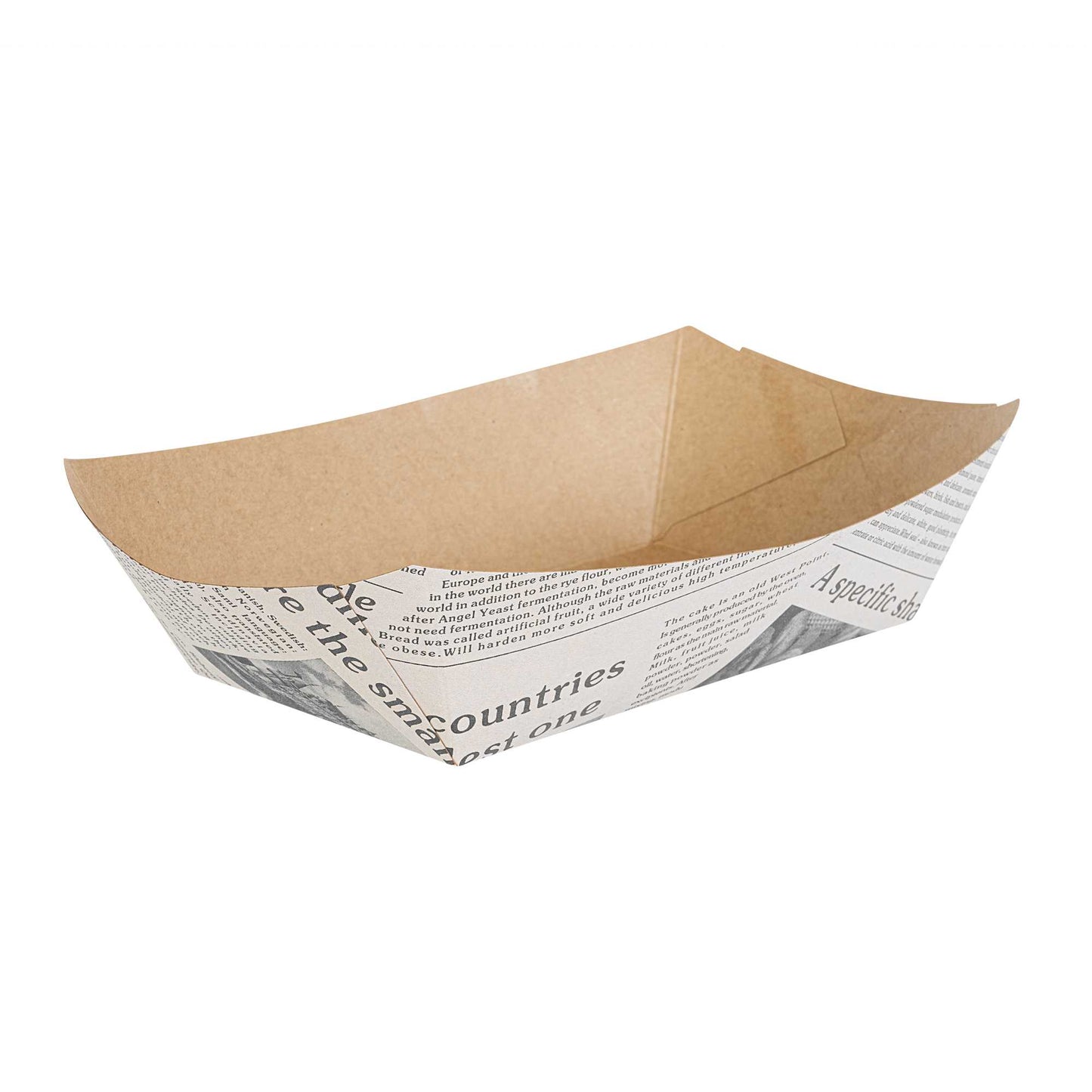 Bio Tek 2 lb Newsprint Paper #200 Food Tray / Boat - 6 1/2" x 3 3/4" x 2 1/4" - 50 count box
