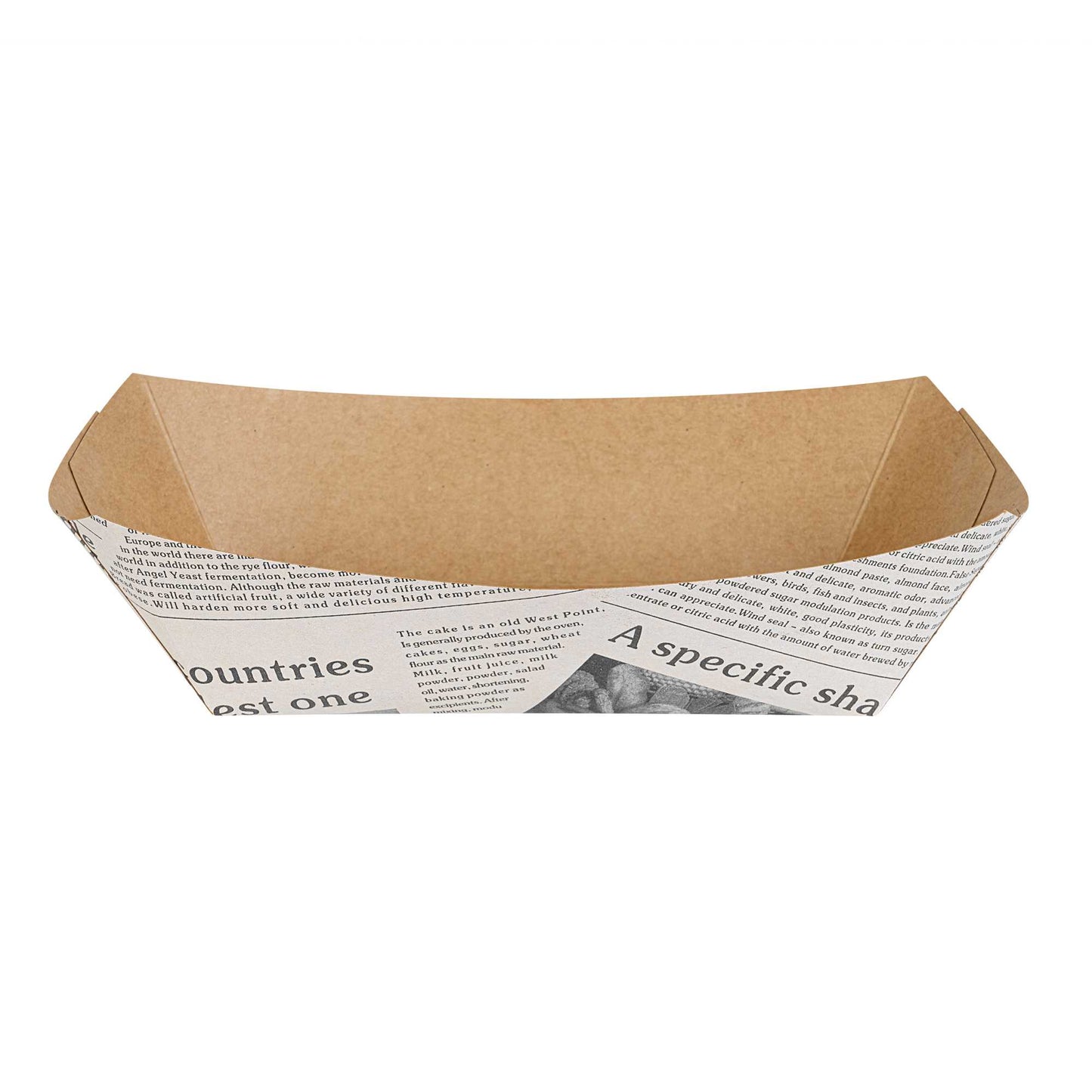 Bio Tek 2 lb Newsprint Paper #200 Food Tray / Boat - 6 1/2" x 3 3/4" x 2 1/4" - 50 count box