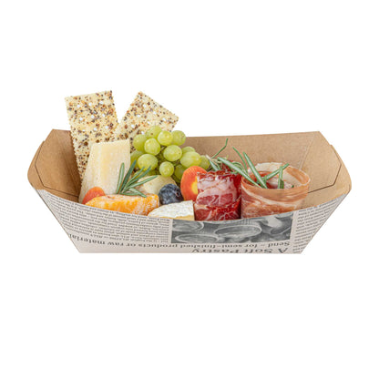 Bio Tek 2 lb Newsprint Paper #200 Food Tray / Boat - 6 1/2" x 3 3/4" x 2 1/4" - 200 count box