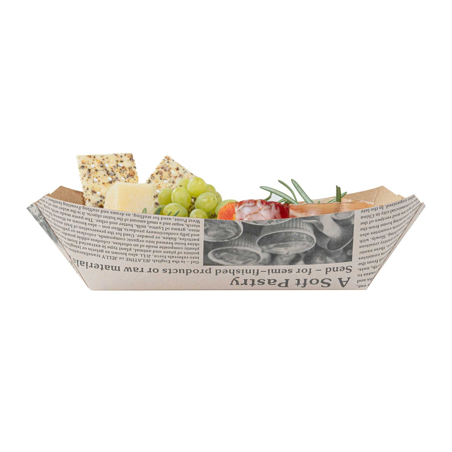 Bio Tek 2 lb Newsprint Paper #200 Food Tray / Boat - 6 1/2" x 3 3/4" x 2 1/4" - 200 count box