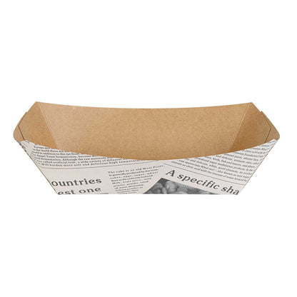 Bio Tek 2 lb Newsprint Paper #200 Food Tray / Boat - 6 1/2" x 3 3/4" x 2 1/4" - 200 count box