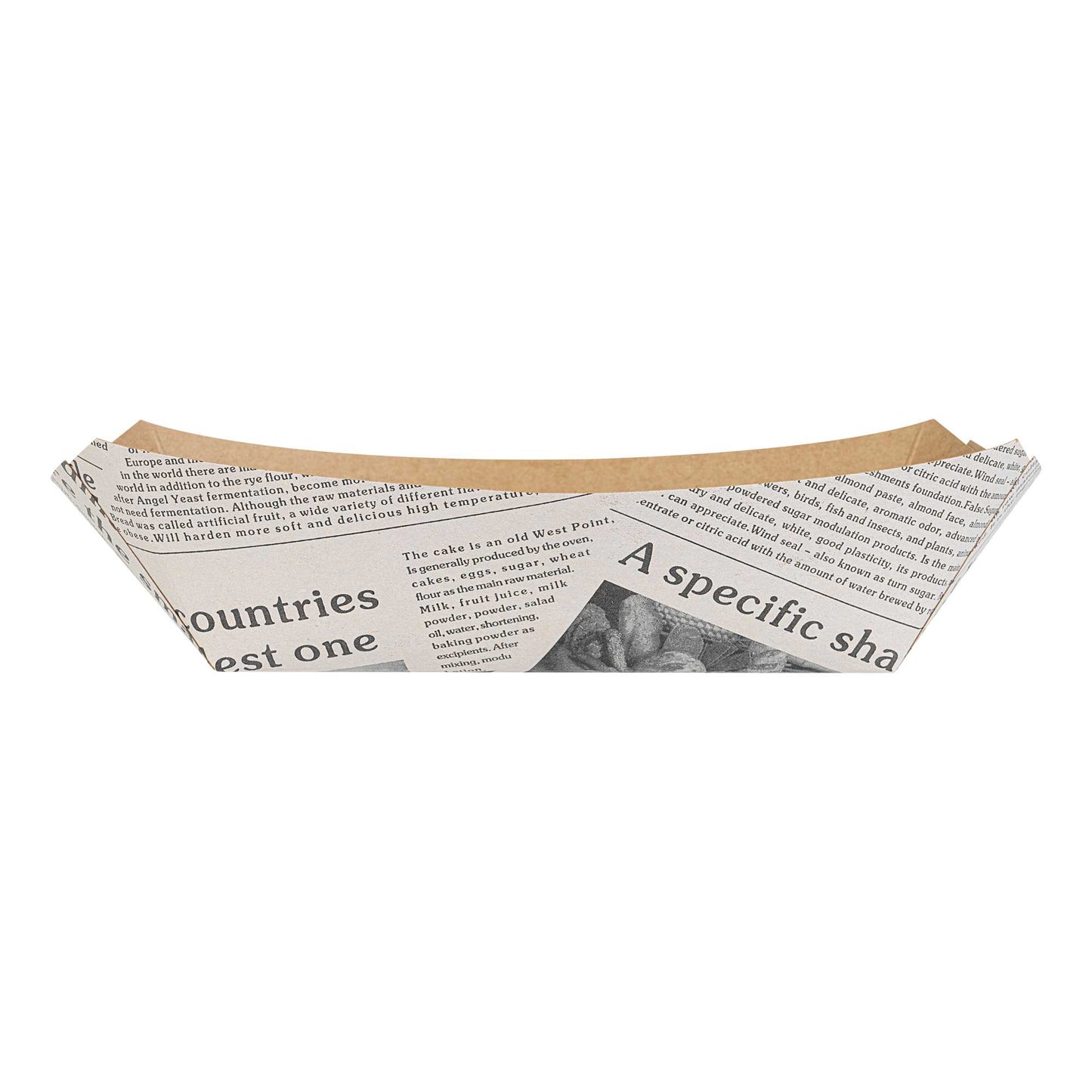 Bio Tek 2 lb Newsprint Paper #200 Food Tray / Boat - 6 1/2" x 3 3/4" x 2 1/4" - 200 count box