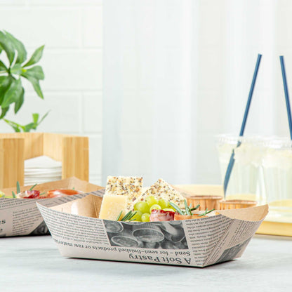Bio Tek 2 lb Newsprint Paper #200 Food Tray / Boat - 6 1/2" x 3 3/4" x 2 1/4" - 200 count box