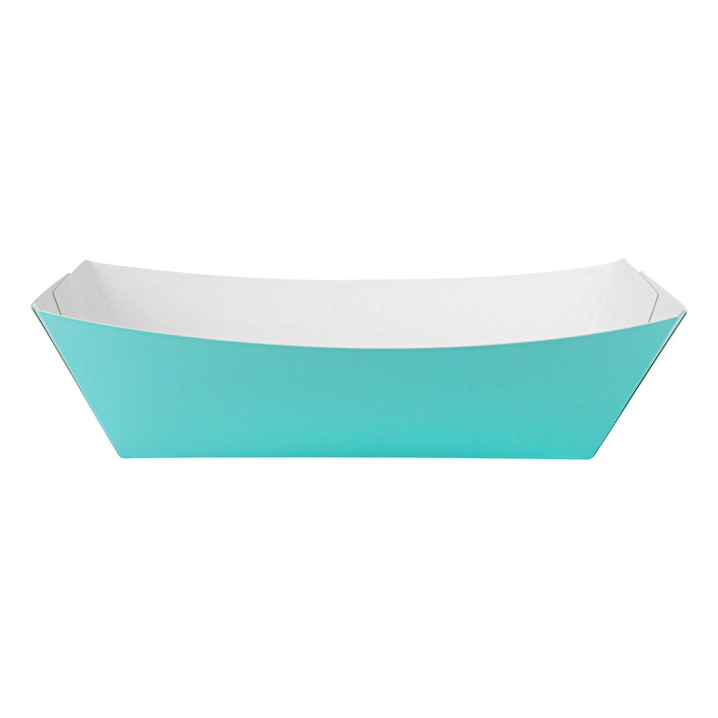 Bio Tek 2 lb Turquoise Paper #200 Food Tray / Boat - 6 1/2" x 3 3/4" x 2 1/4" - 50 count box