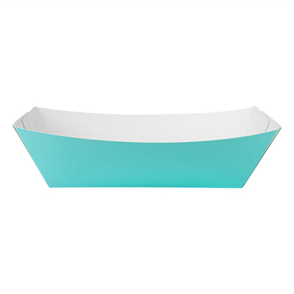 Bio Tek 2 lb Turquoise Paper #200 Food Tray / Boat - 6 1/2" x 3 3/4" x 2 1/4" - 50 count box