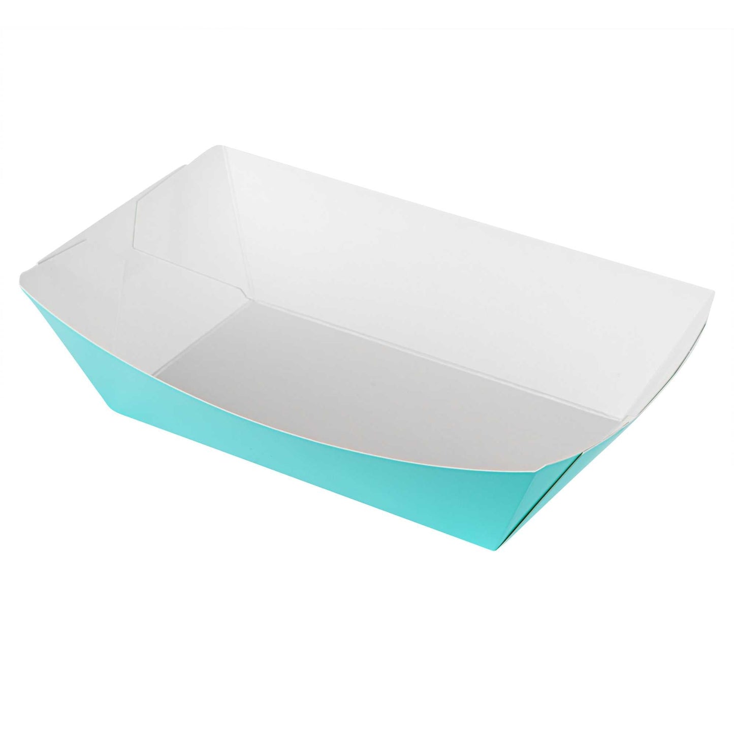 Bio Tek 2 lb Turquoise Paper #200 Food Tray / Boat - 6 1/2" x 3 3/4" x 2 1/4" - 50 count box