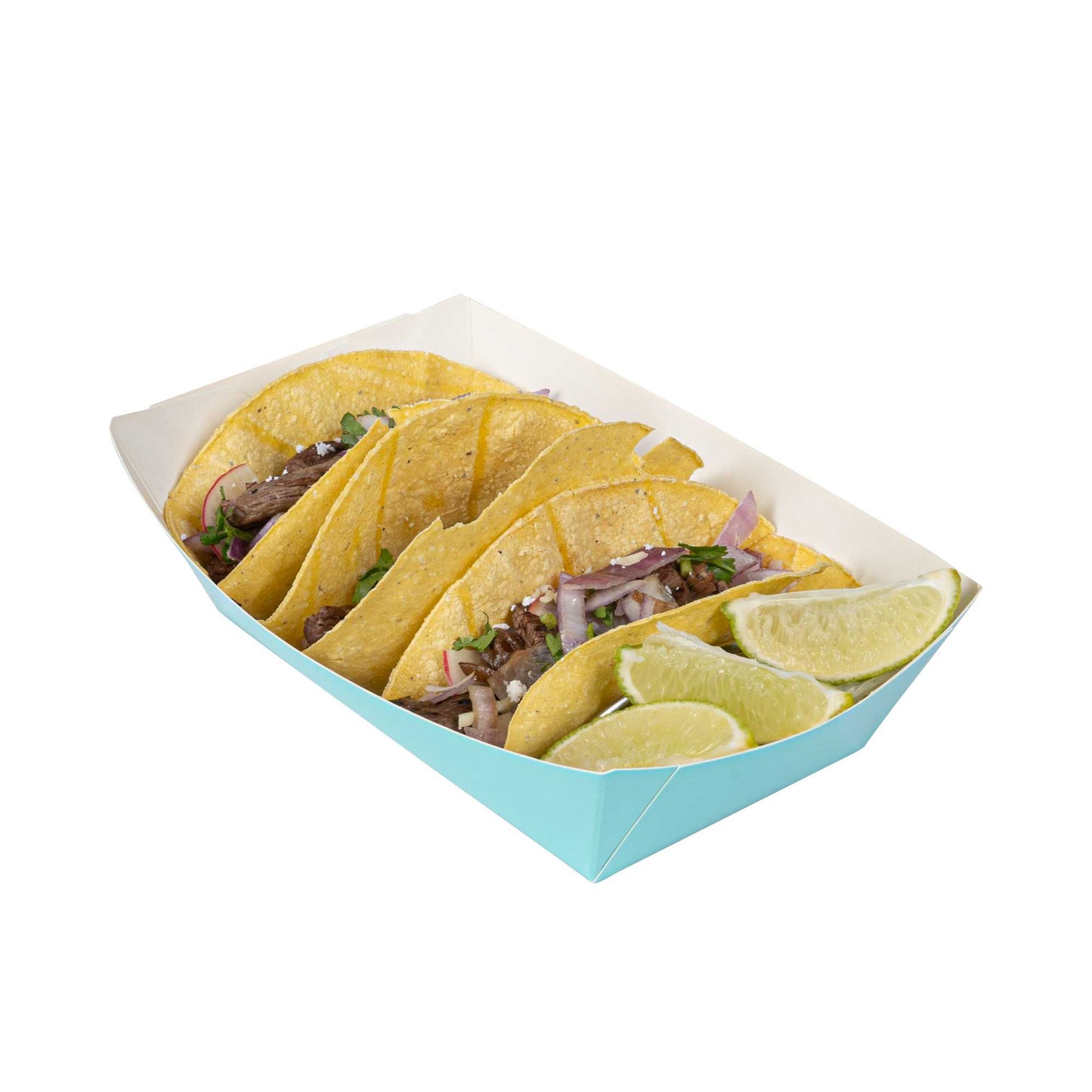 Bio Tek 2 lb Turquoise Paper #200 Food Tray / Boat - 6 1/2" x 3 3/4" x 2 1/4" - 200 count box