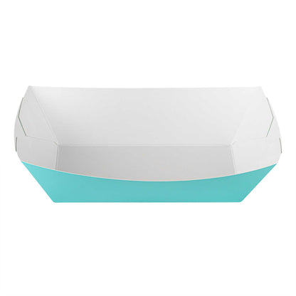 Bio Tek 2 lb Turquoise Paper #200 Food Tray / Boat - 6 1/2" x 3 3/4" x 2 1/4" - 200 count box