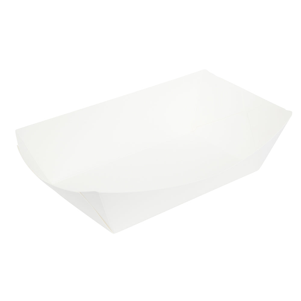 Bio Tek 2 lb White Paper #200 Food Tray / Boat - 6 1/2" x 3 3/4" x 2 1/4" - 200 count box