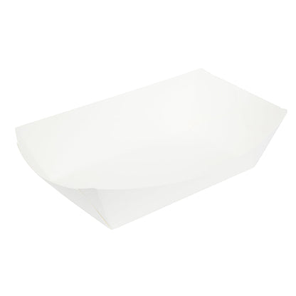 Bio Tek 2 lb White Paper #200 Food Tray / Boat - 6 1/2" x 3 3/4" x 2 1/4" - 50 count box