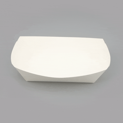 Bio Tek 2 lb White Paper #200 Food Tray / Boat - 6 1/2" x 3 3/4" x 2 1/4" - 50 count box