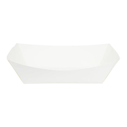 Bio Tek 2 lb White Paper #200 Food Tray / Boat - 6 1/2" x 3 3/4" x 2 1/4" - 50 count box