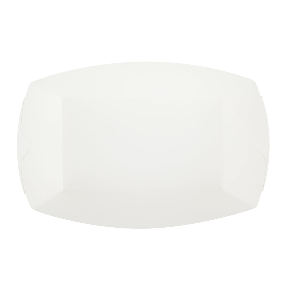 Bio Tek 2 lb White Paper #200 Food Tray / Boat - 6 1/2" x 3 3/4" x 2 1/4" - 50 count box